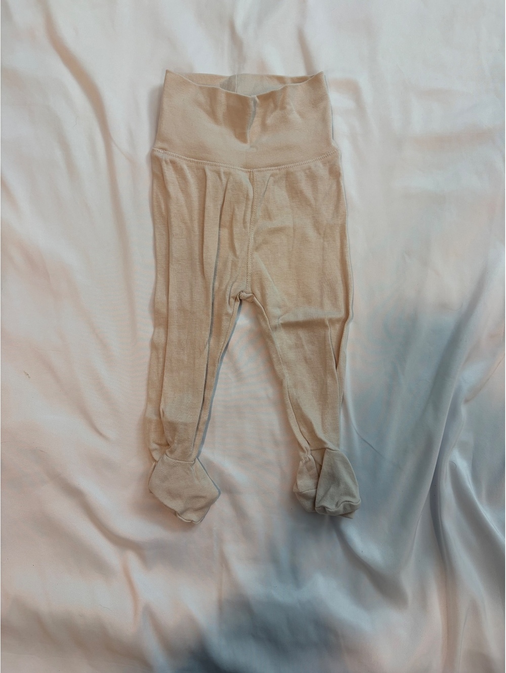 H&M Organic Cotton Baby Footed Pants Size 6M Beige